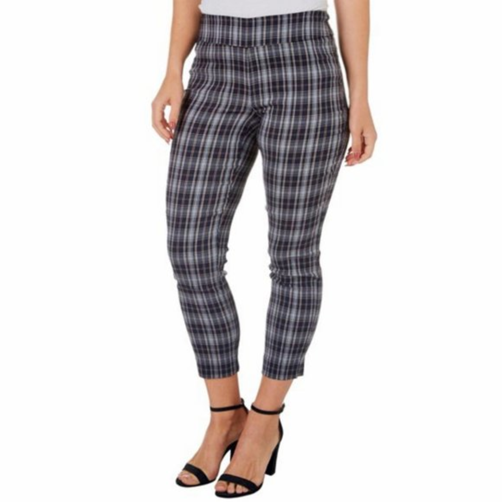 CounterParts Plaid Ankle‎ Pants Navy Blue Gray Small Elastic Waist